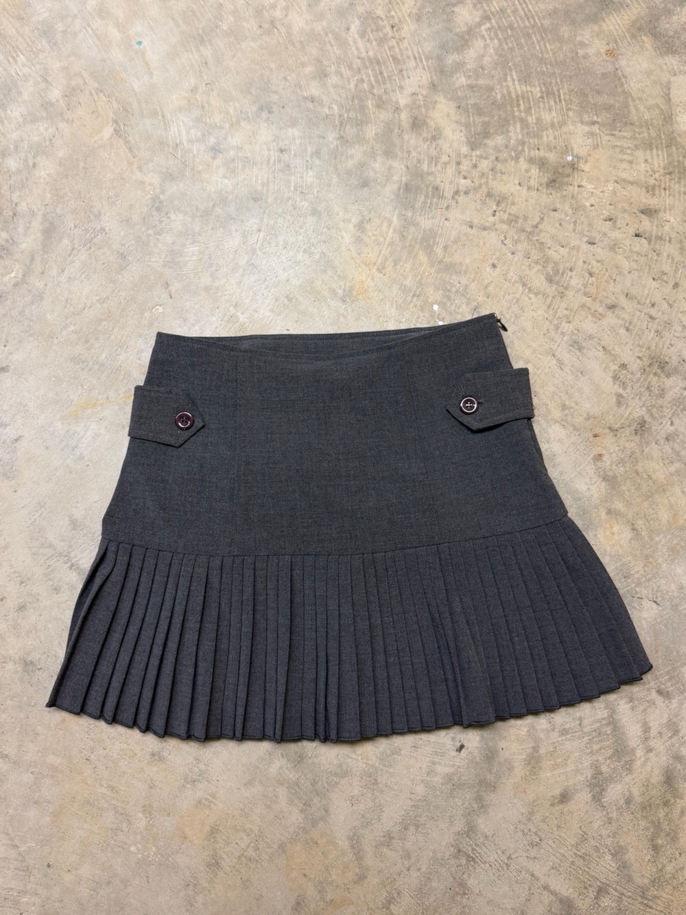 XOXO Dark Gray Pleated Skirt with Button Tabs